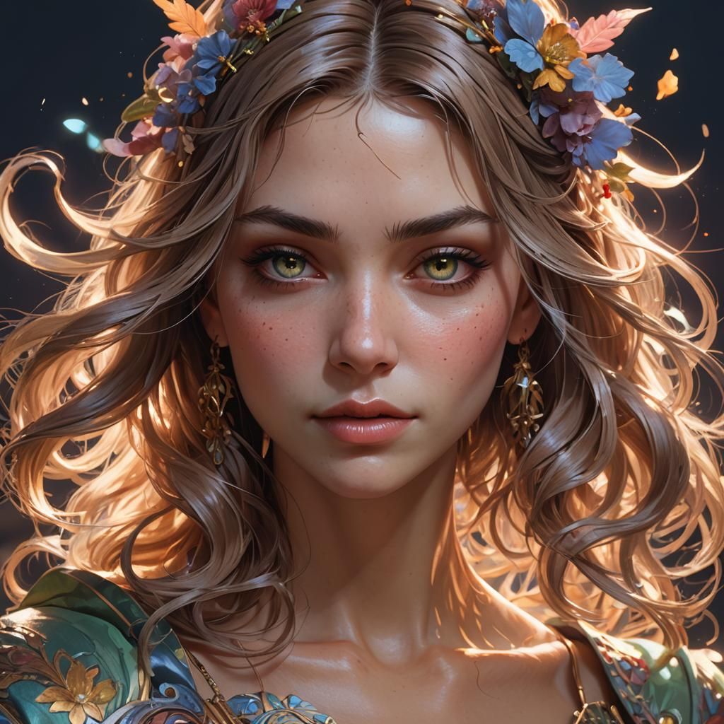 Detailed Portrait of a Pretty Girl, Digital Art