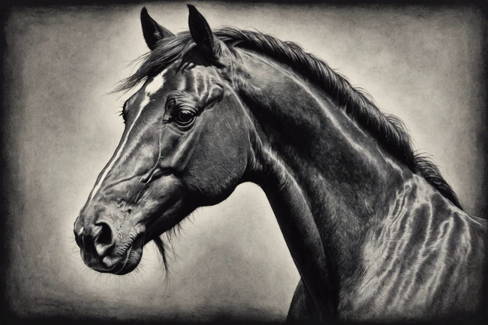 Detailed Charcoal Drawing of a Horse