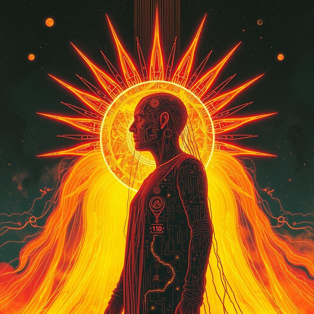 Biopunk Solar Apparition with Wired Distortion