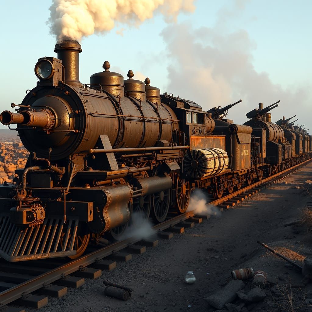 WWI-Style Armored Train Rolls Out with Cannons and Machine G...