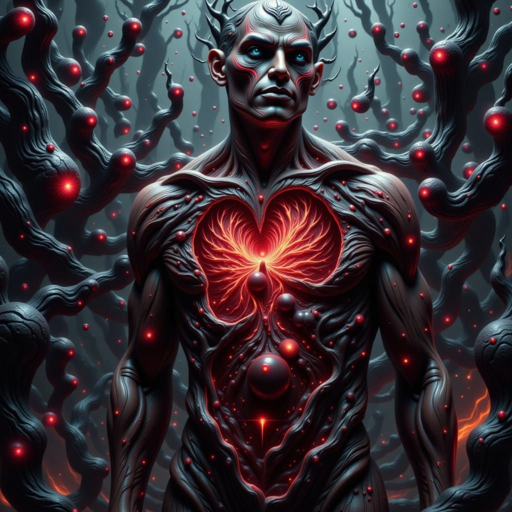 Surreal Heart Vortex in Giger-esque Style