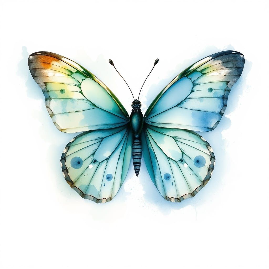 Whimsical Watercolor Butterfly with Dreamy, Ethereal Wings