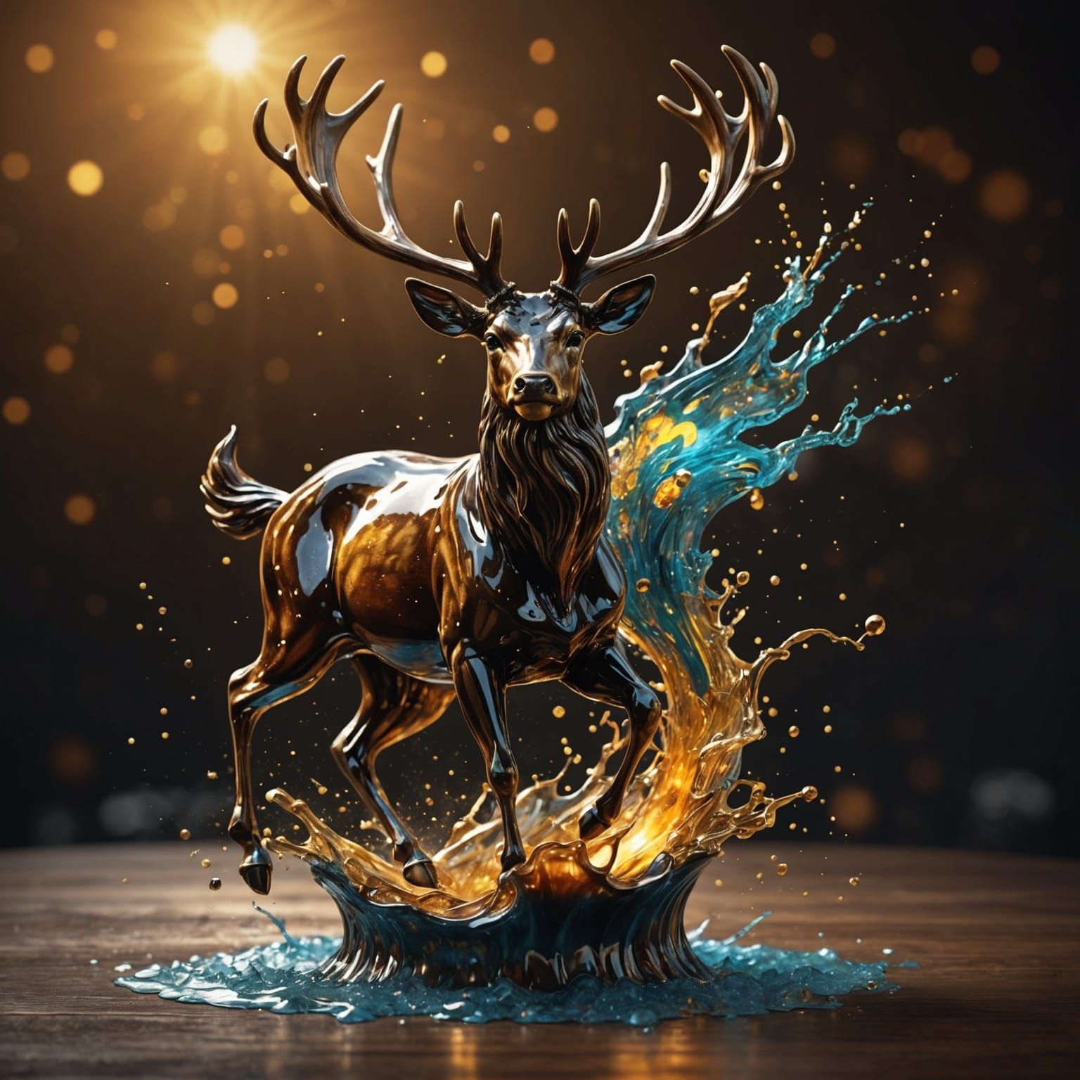 Coffee Splash Stag Fantasy Art