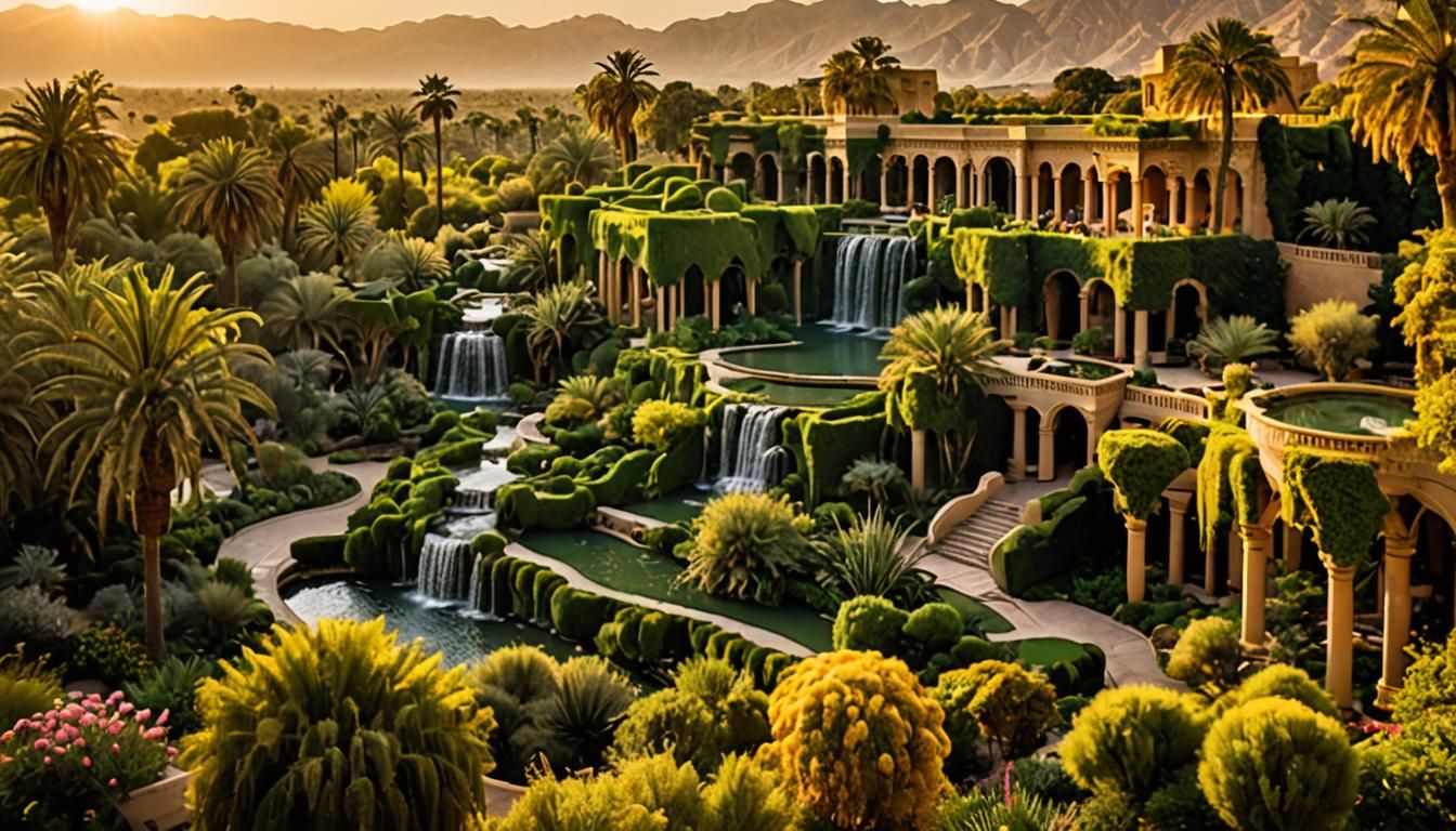 Hanging Gardens of Babylon at Sunset