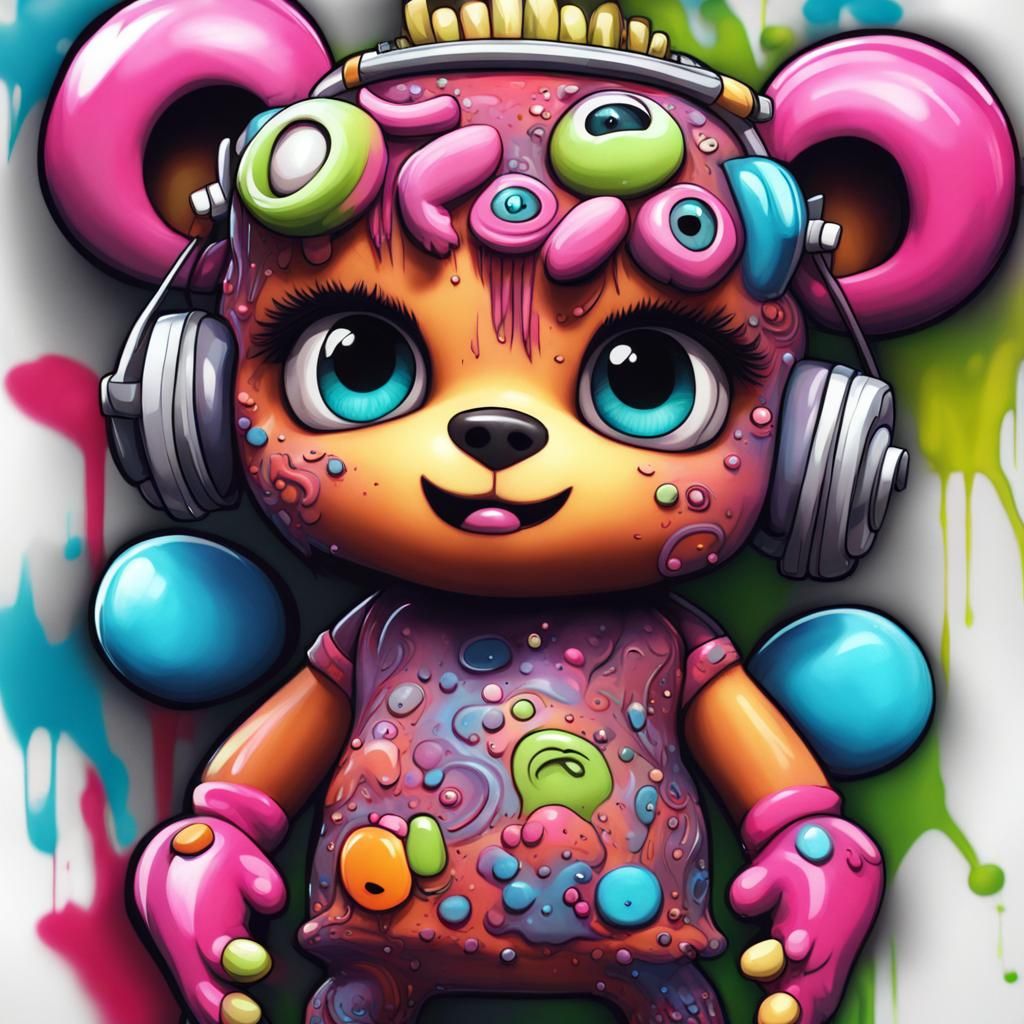 Graffiti Girl Whimsical Hip Hop Teddy Bear