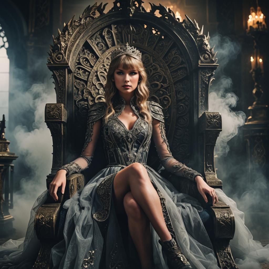 Cinematic Portrait of Woman on Ornate Throne