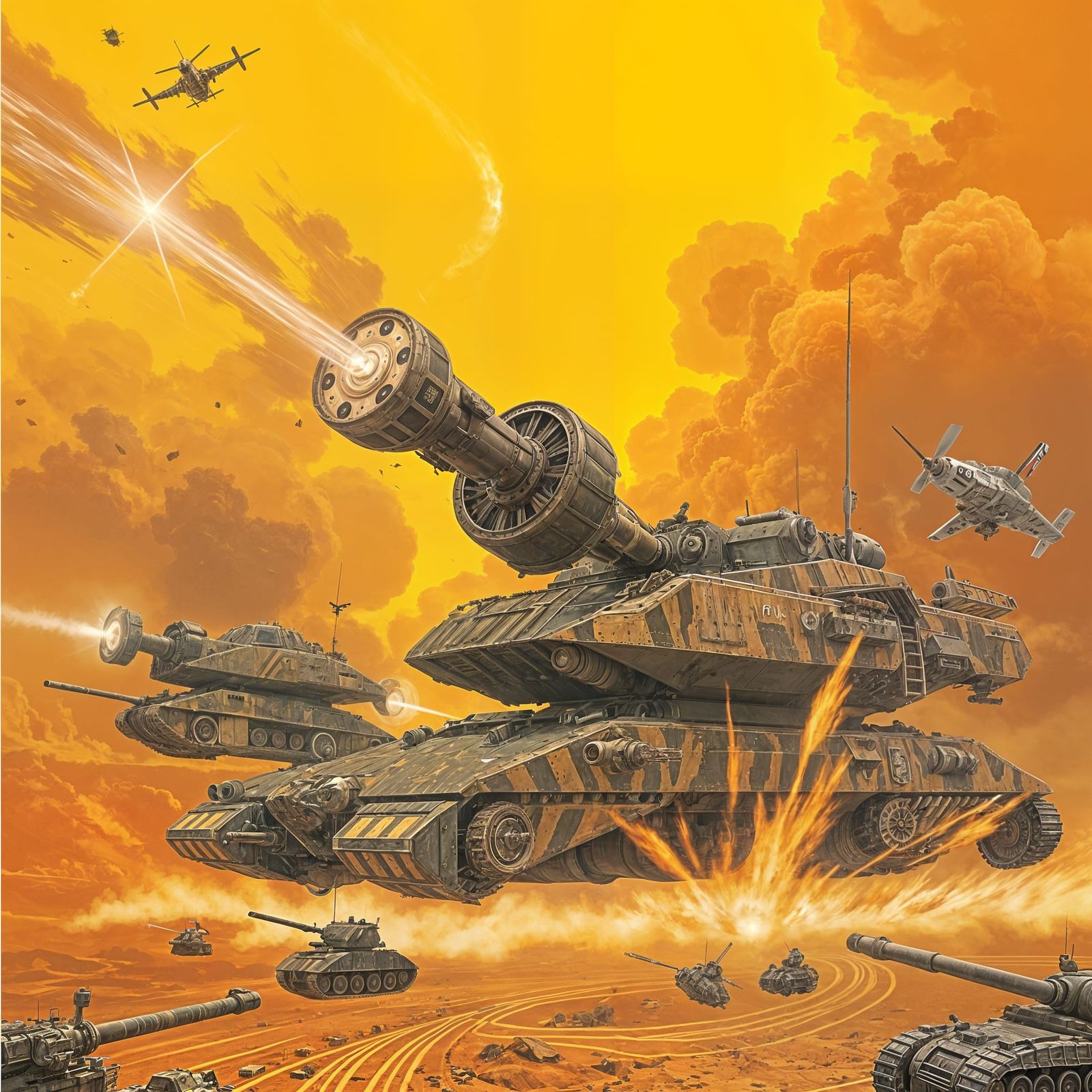 Futuristic Camo Hover Tank in Photorealistic Style