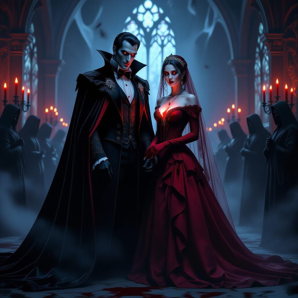 Dracula and Cursed Bride at Gothic Wedding