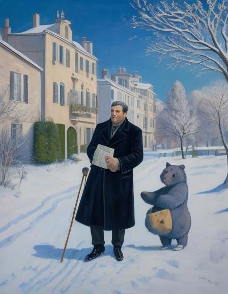 Surreal Footprints in Snow: Oil Painting