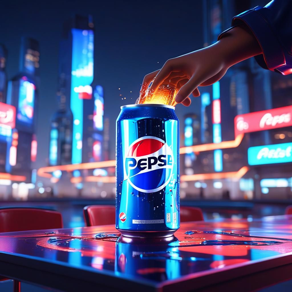 Refreshing Pepsi in Sci-Fi Anime Style