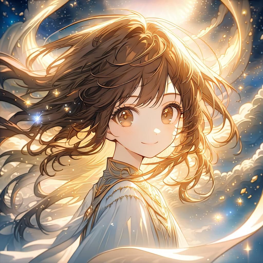 Cute Anime Girl Portrait with Dreamy Glow