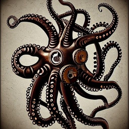 Steampunk Octopus Mechanical Engine Fantasy