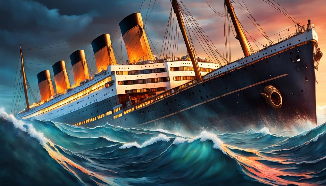 Hyperrealistic Titanic in an Endless Ocean