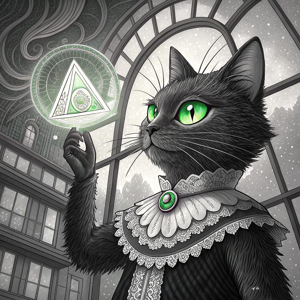 Enchanting Black and White Cat in Optical Illusion