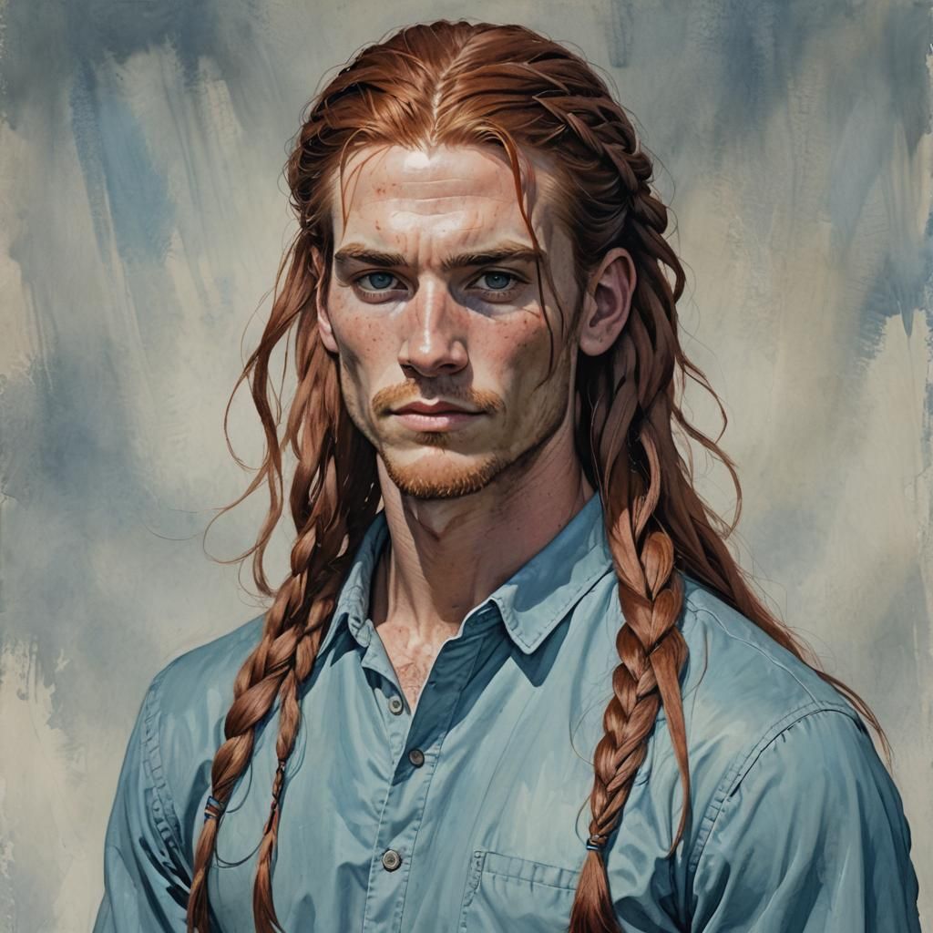 Auburn-Haired Man with Braids, Sinister Art
