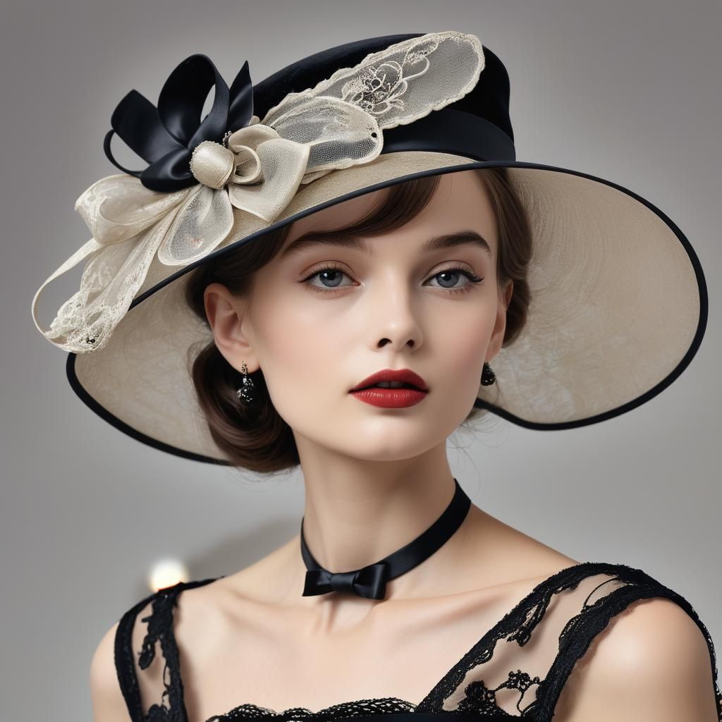 Elegant Black Hat Inspired by 1950s French Fashion