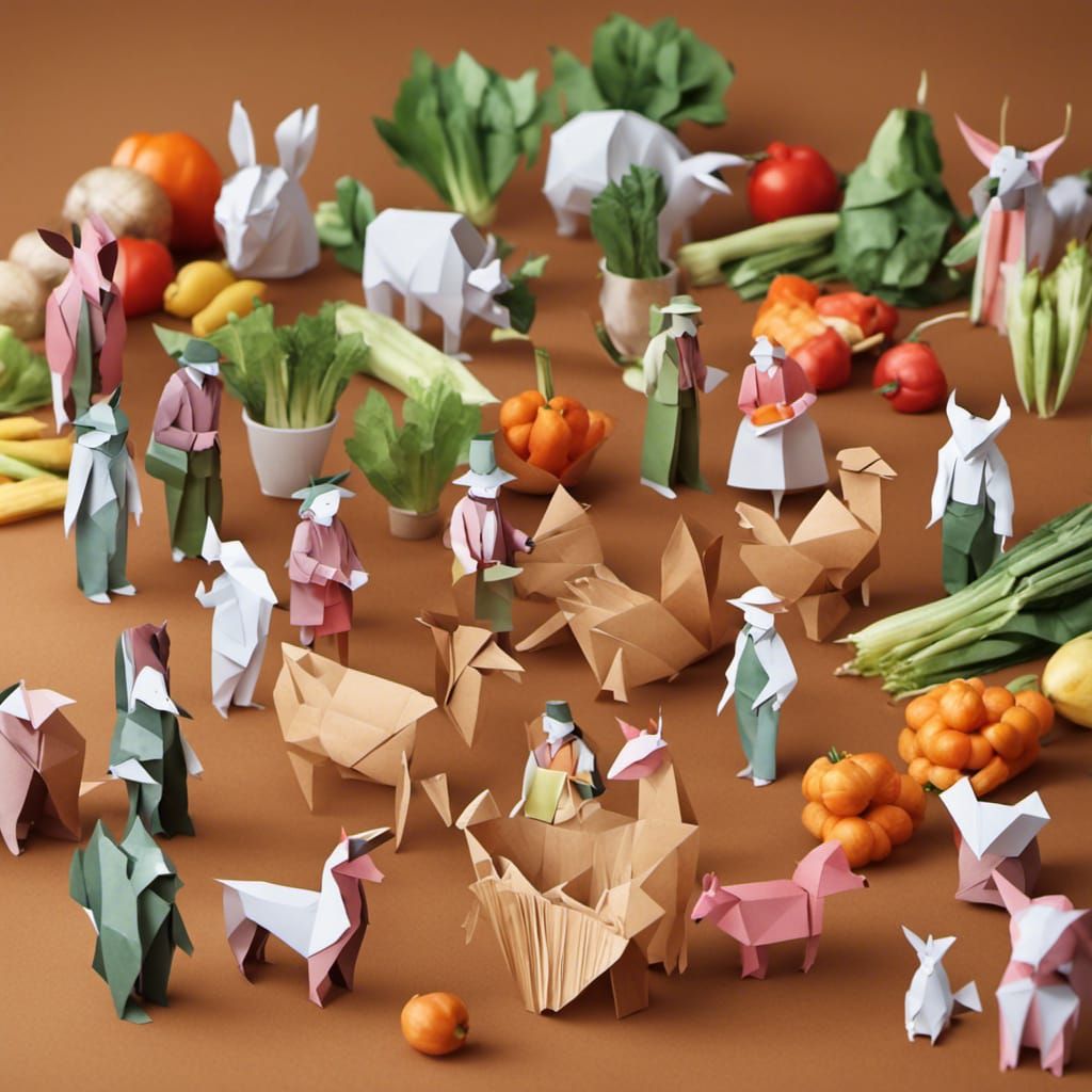 Origami Animals Run a Farmers Market