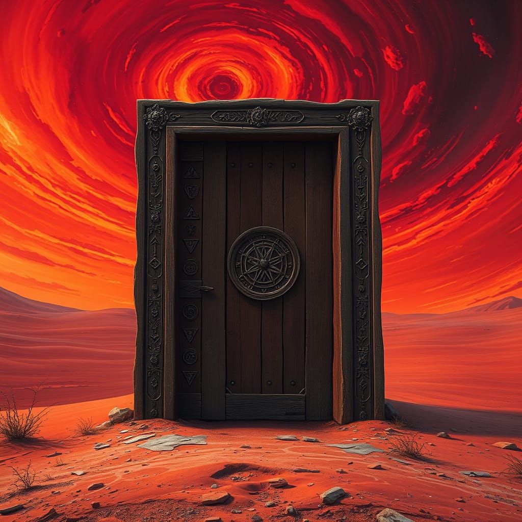 Crimson Desert Doorway in Dark Fantasy Style