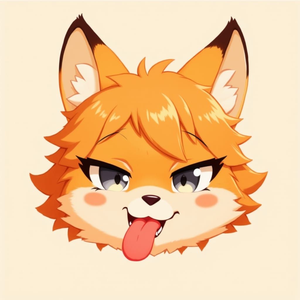 Simplistic Chibi Anime Face Licking Lips in Flat Colour