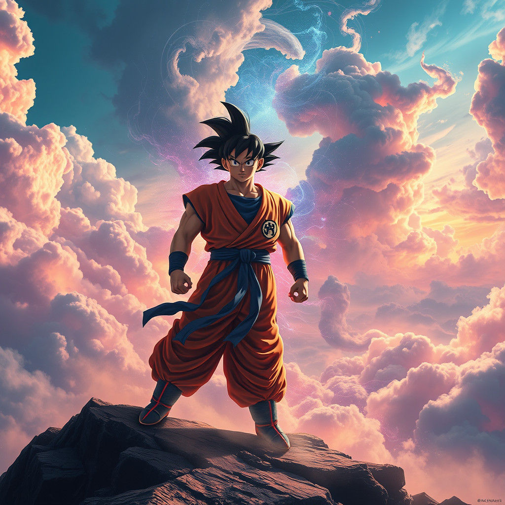 Goku in Fantastical Landscape: Cinematic Concept Art