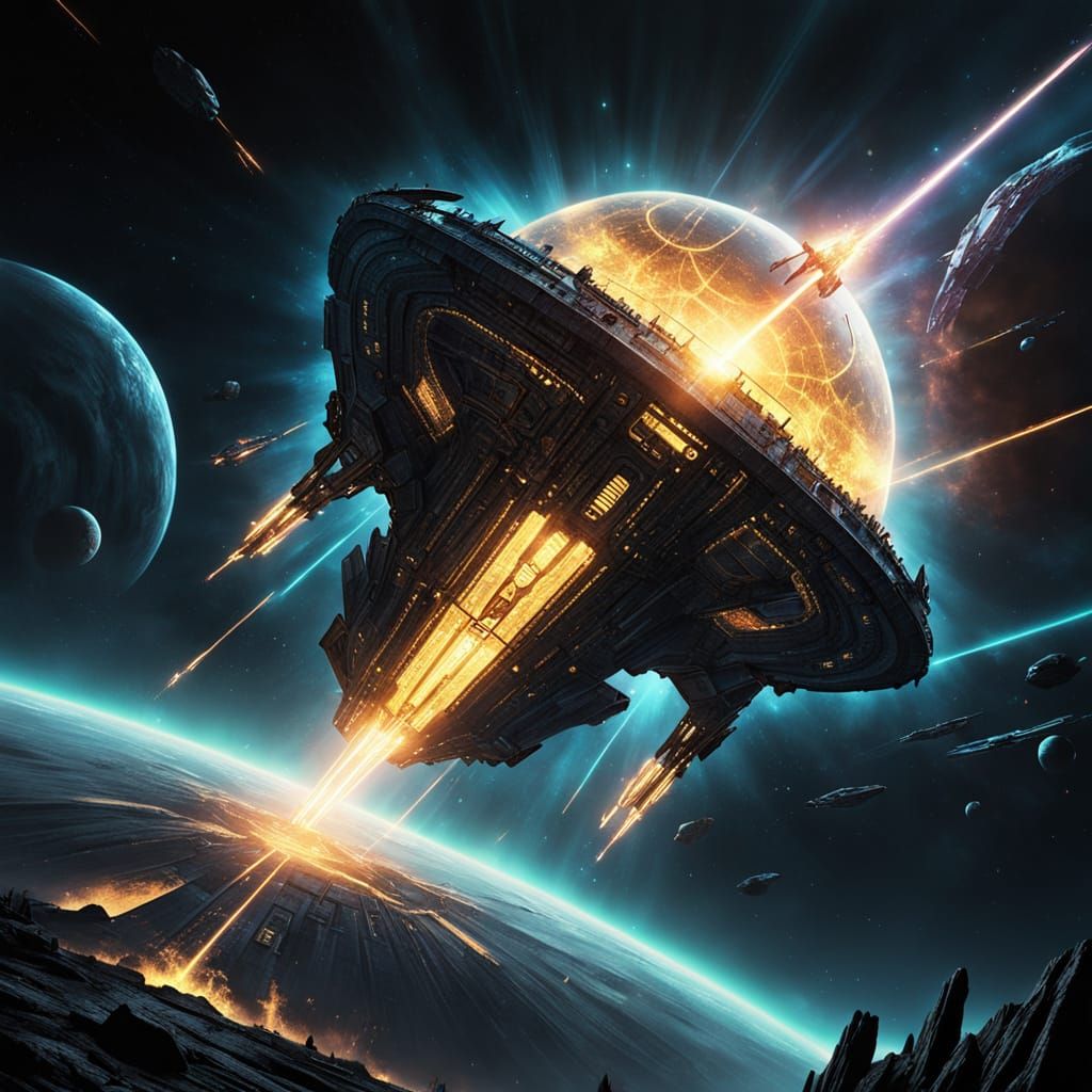 Colossal Starship Awakens in Cosmic Void