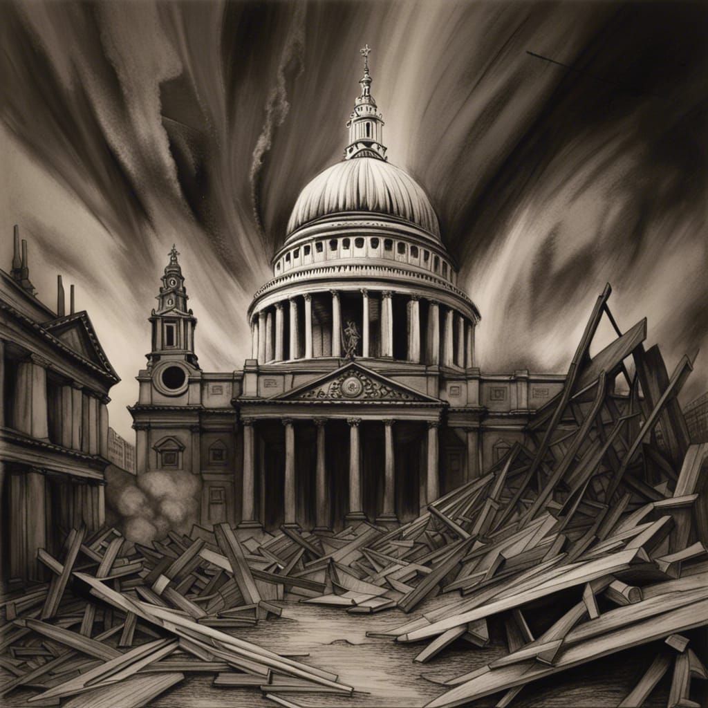 Saint Paul's Cathedral: Surreal Charcoal Destruction