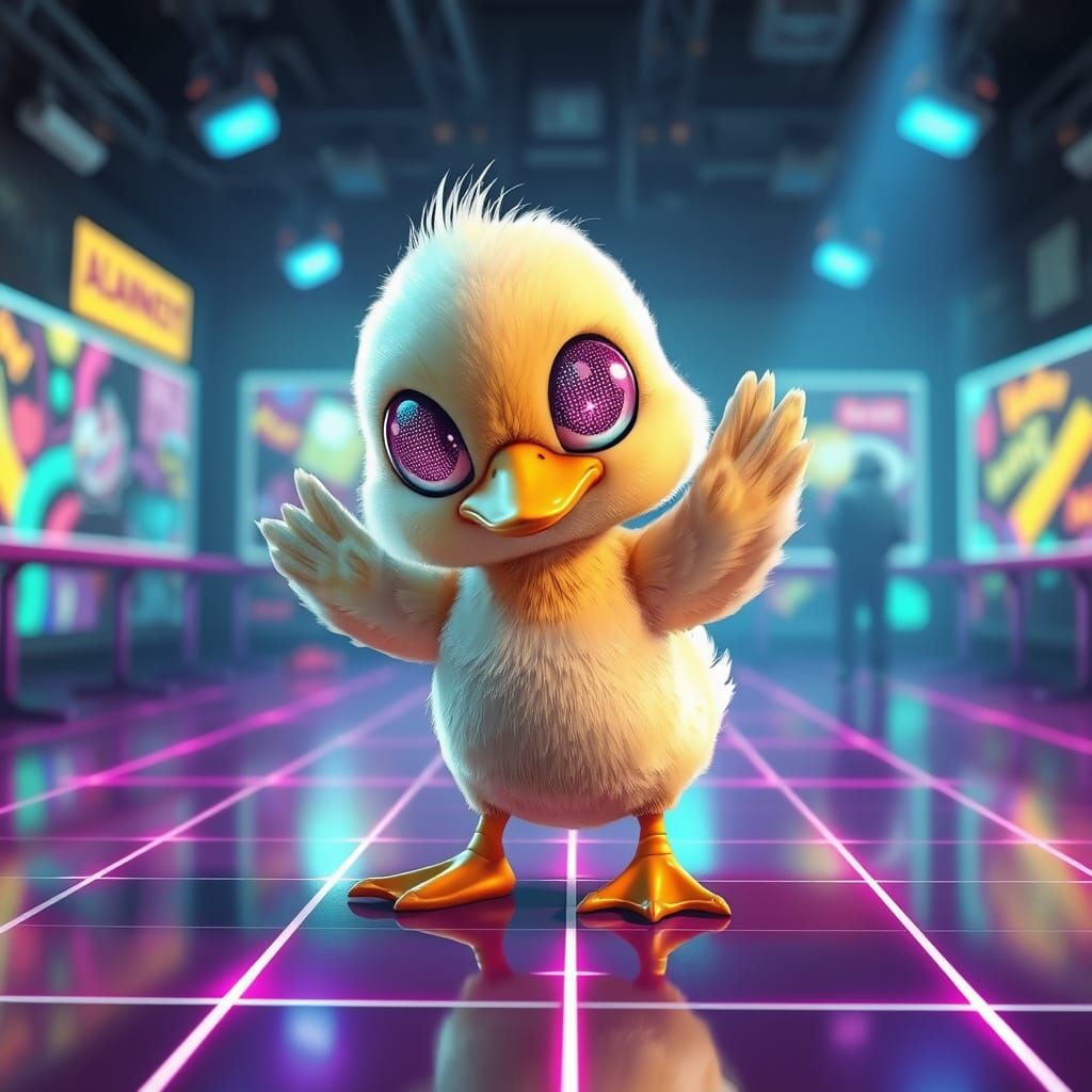 Kawaii Chibi Duckling Hip-Hop Dance in 3D