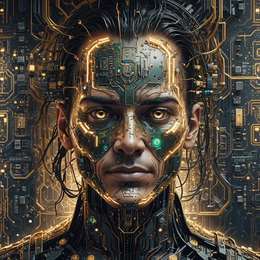 Digital Matrix Face in Detailed Matte Painting Style