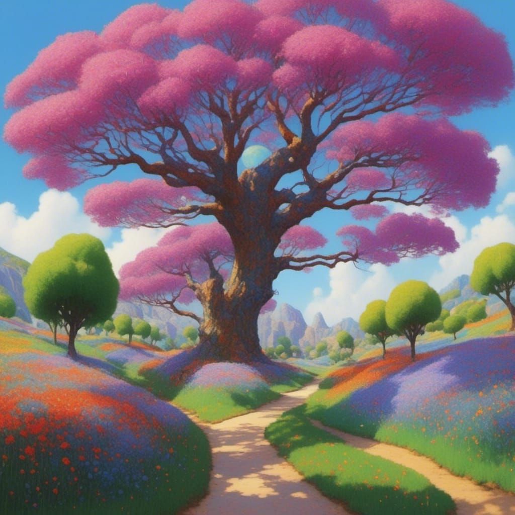 Jacaranda Trees in a Dreamy Meadow