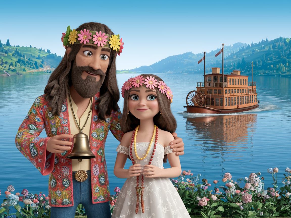 Groovy Hippie Couple Surfs the Mississippi River