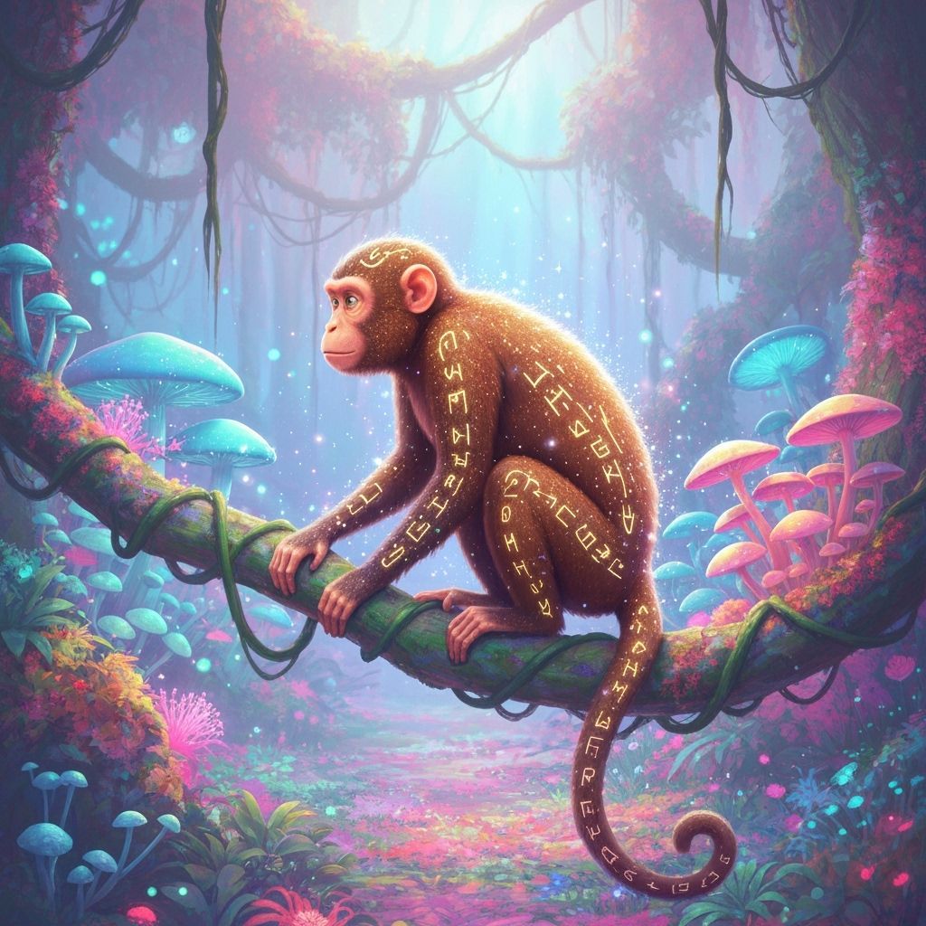 Runed Monkey in Fantasy Jungle Dreamscape