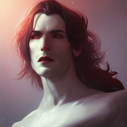 Hyperdetailed Portrait of a Handsome Pale Vampire