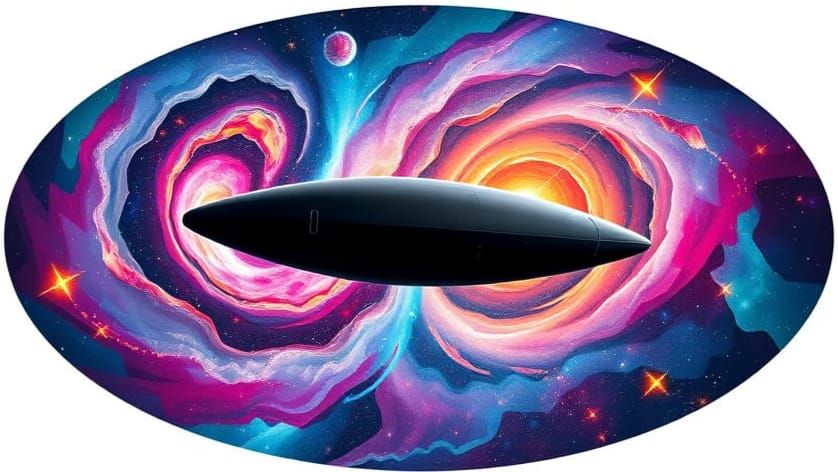 Cosmic Vortex with Spaceship in Digital Painting Style