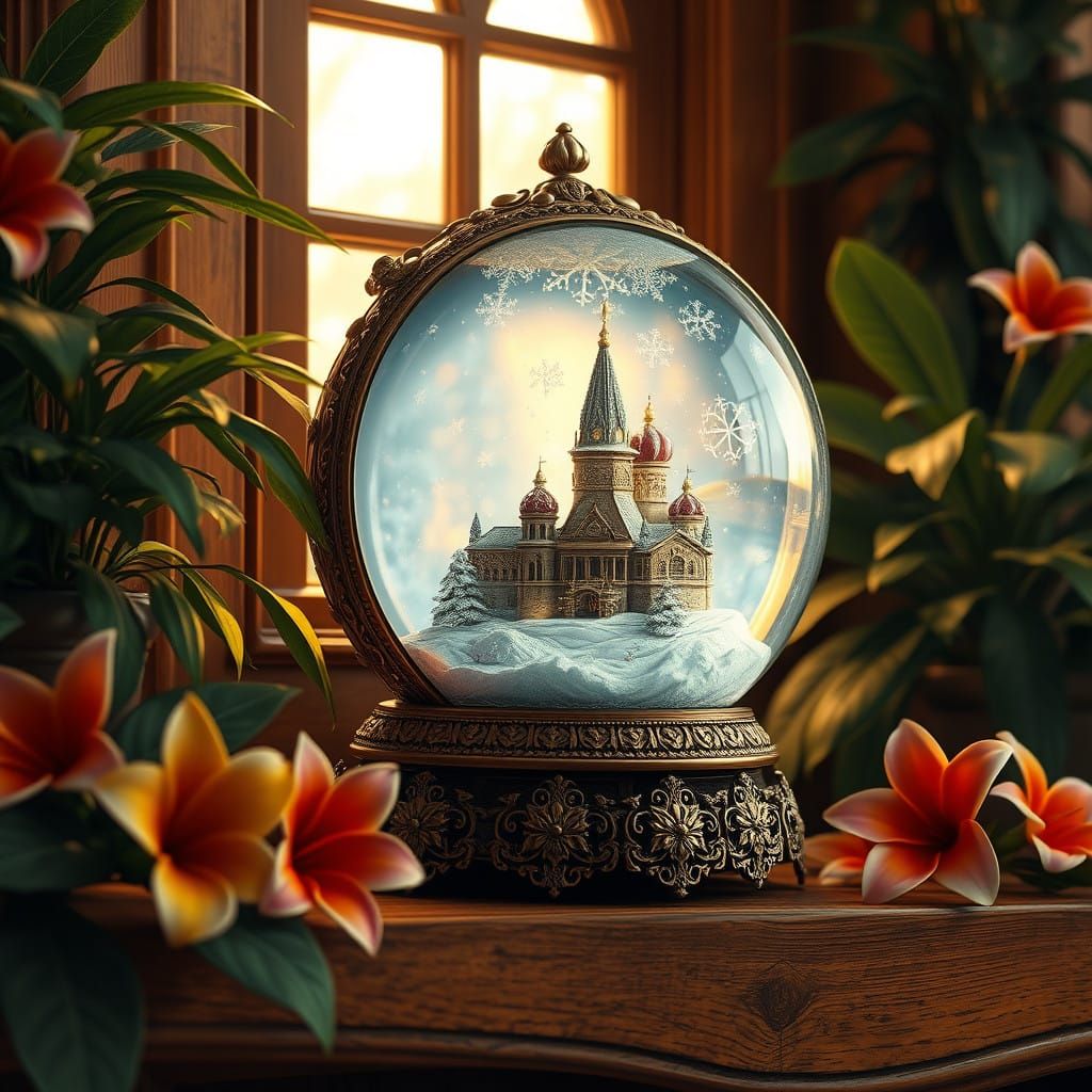 Winter Wonderland in a Vibrant Snow Globe