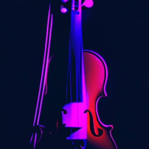 Neon Synthwave Violin in Retro Style