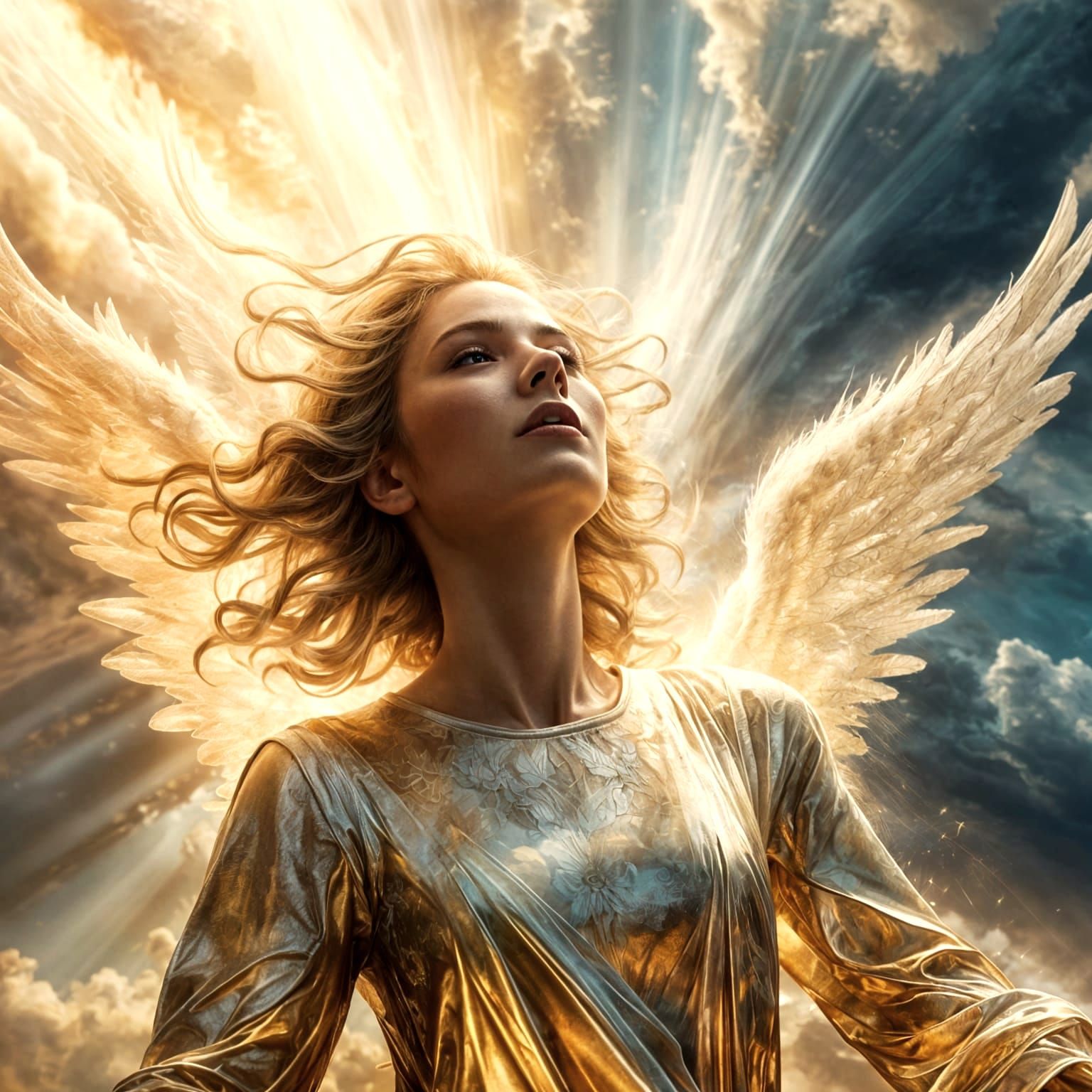 Surreal Angel Descending, Light Ray Composition