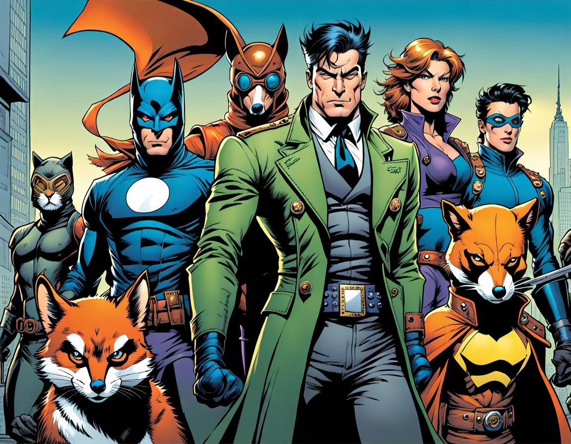 Animal Hero Team Escapes Lair: Comic Book Art