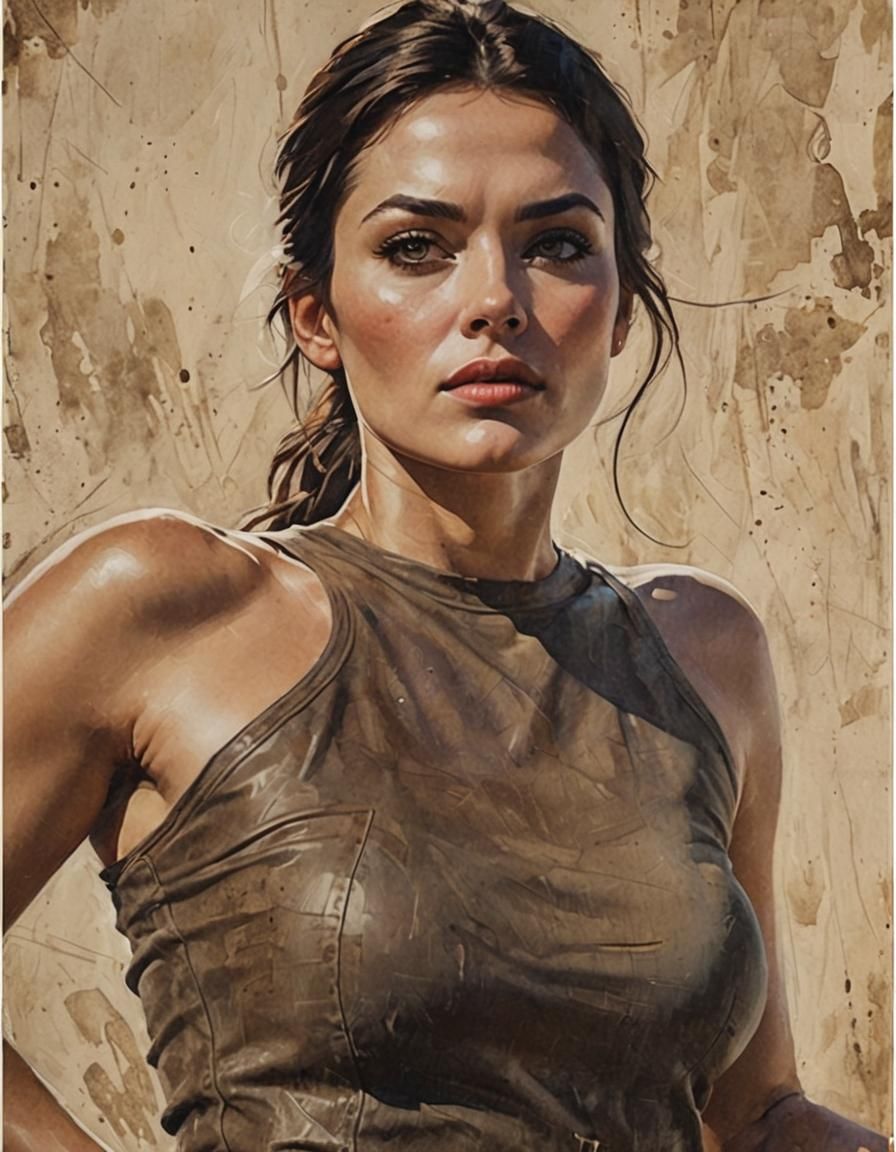 Fit Brunette in Modern Movie Poster Art