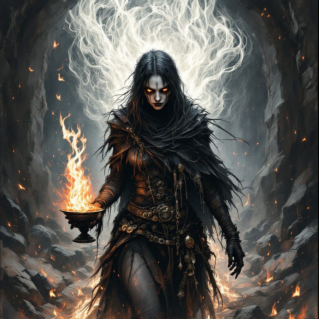 Cinder Shaman Ritualistic Mix-Media Art