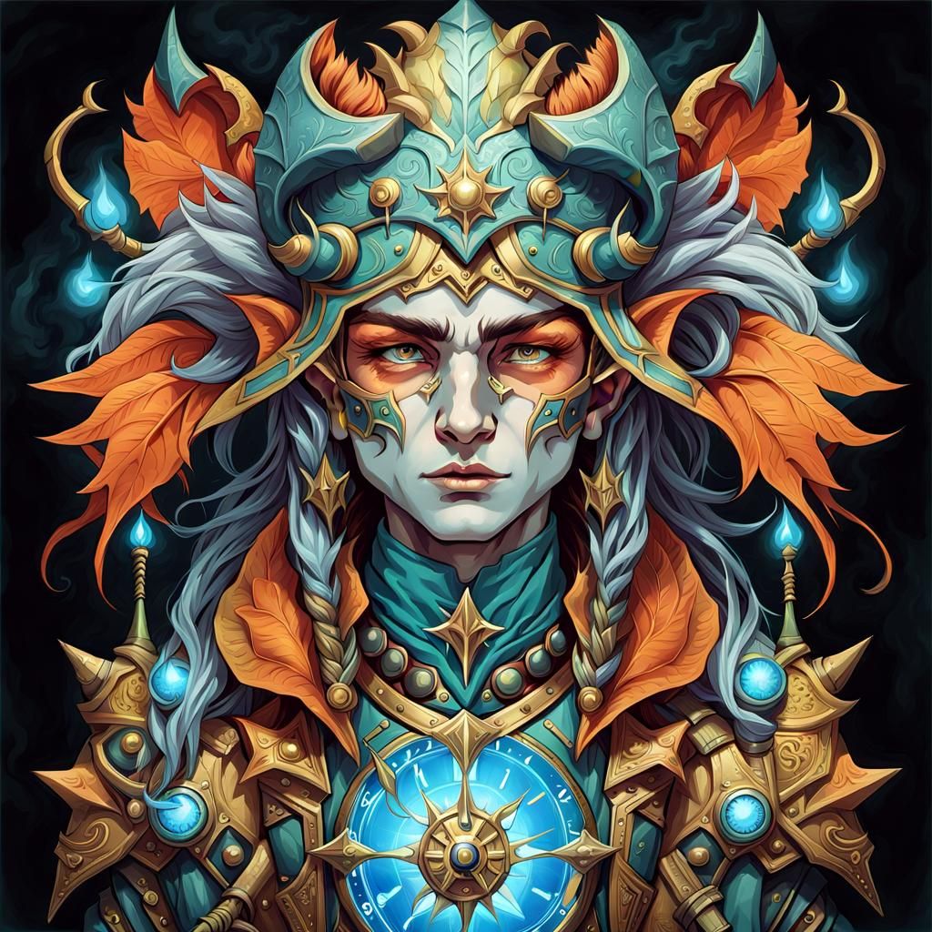 Mystic Elf Man Portrait in Clockpunk Style