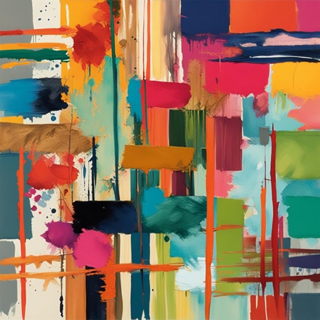 Abstract Painting of Four Stylish Women