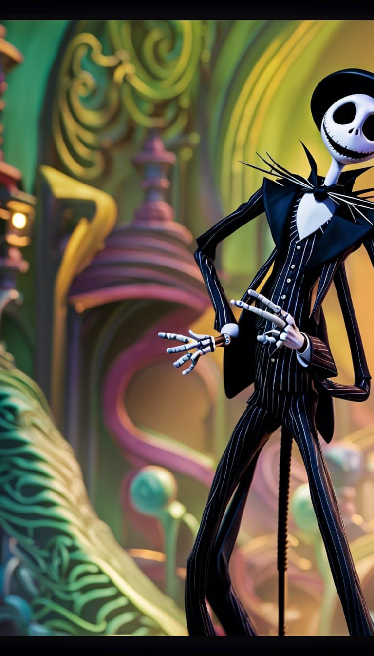 Jack Skellington's Joyful Jig: A Hyperrealistic Rendition