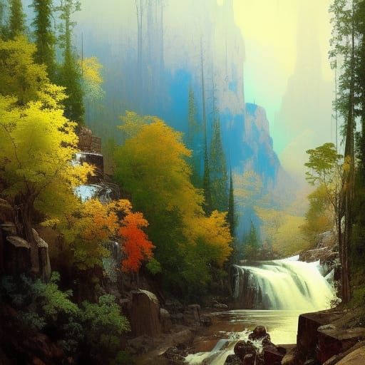 painting of mountainous landscape