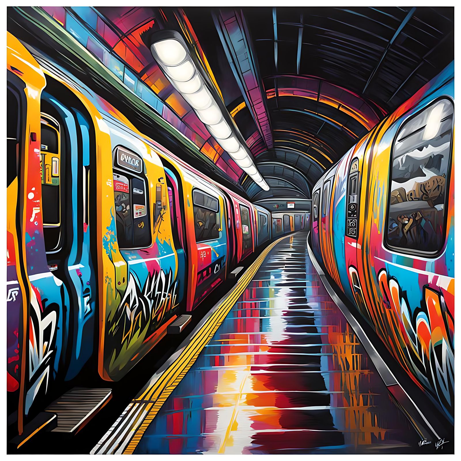 Midnight Graffiti Art in Tube Station