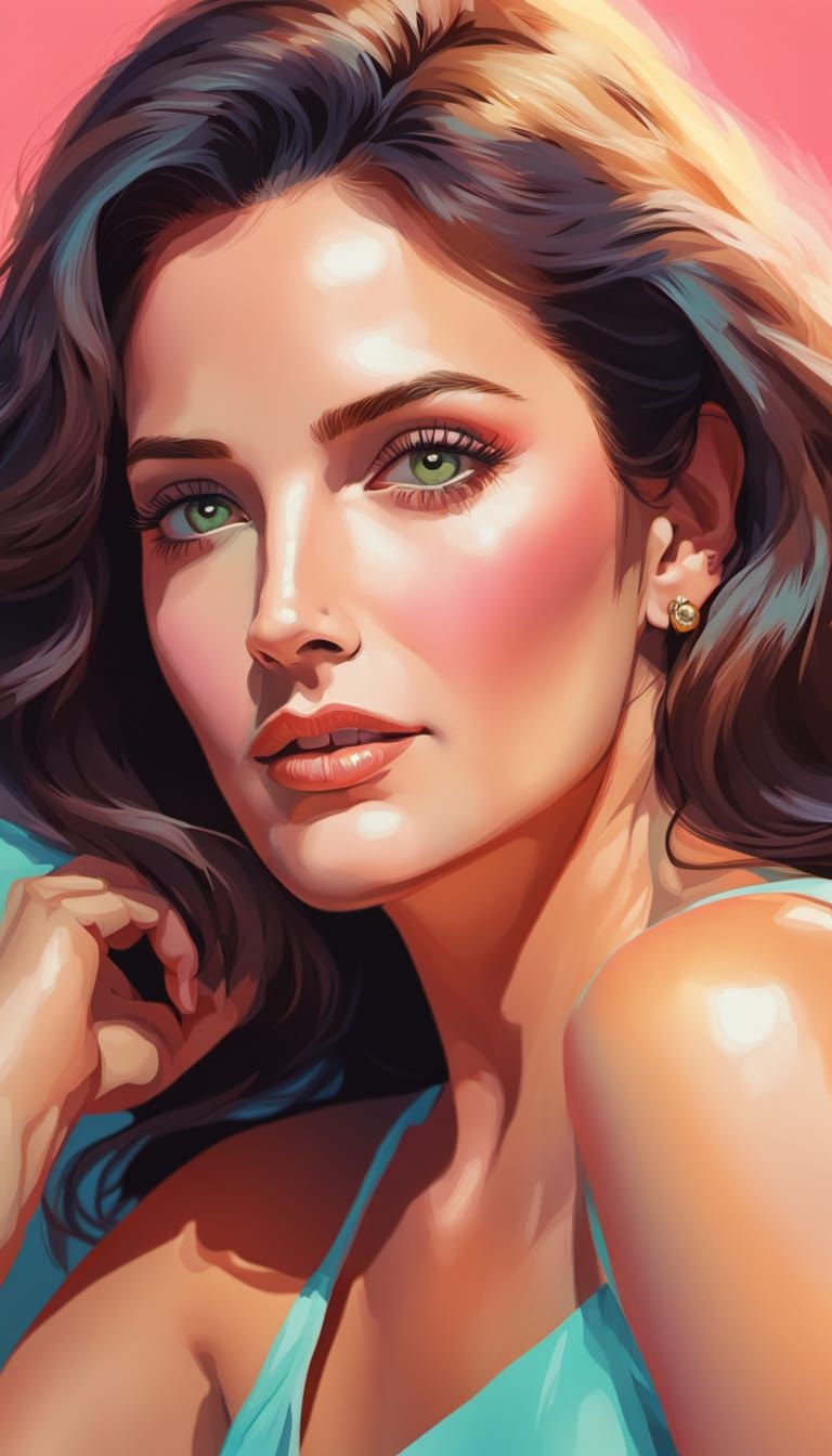 Lynda Carter in Pastel Pop Art Portrait