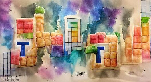 Colorful Watercolor Tetris Blocks Composition