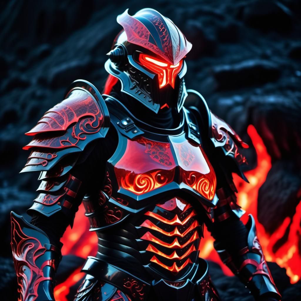 Bioluminescent Sith Armor in Volcanic Light