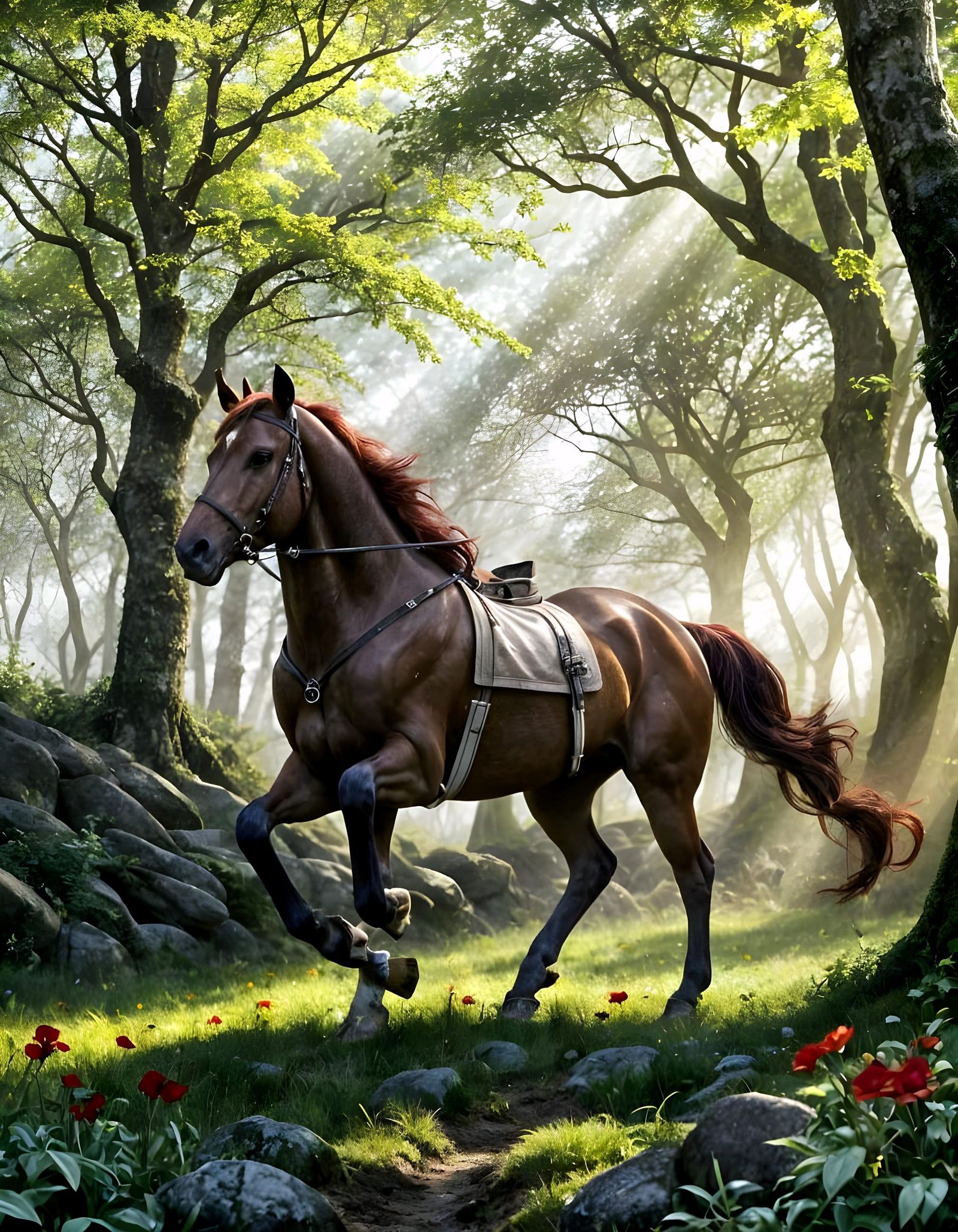 Welsh Horse Goddess Rhiannon on Scarlet Steed