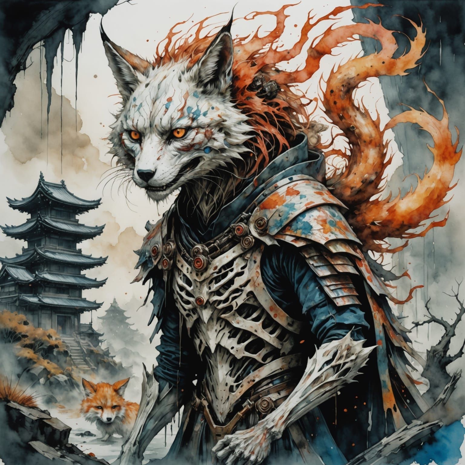 Macabre Body Horror Monster in Japanese Art Style