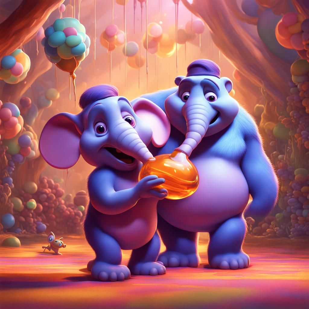 Heffalumps and Woozles Stealing Honey: 3D Digital Art